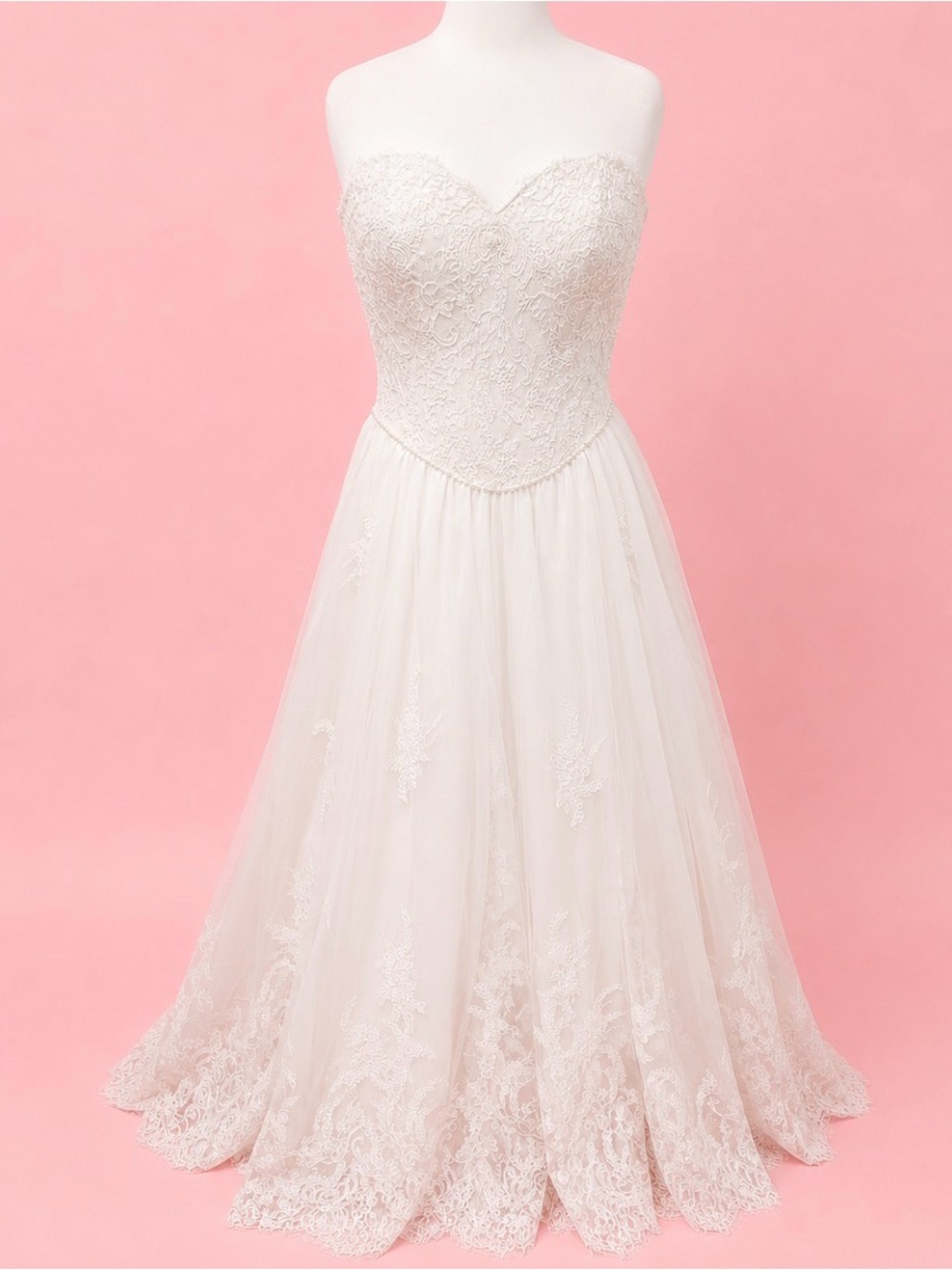 Allure Couture Strapless Lace Ball Gown Wedding Dress in Ivory - Picture 11 of 12